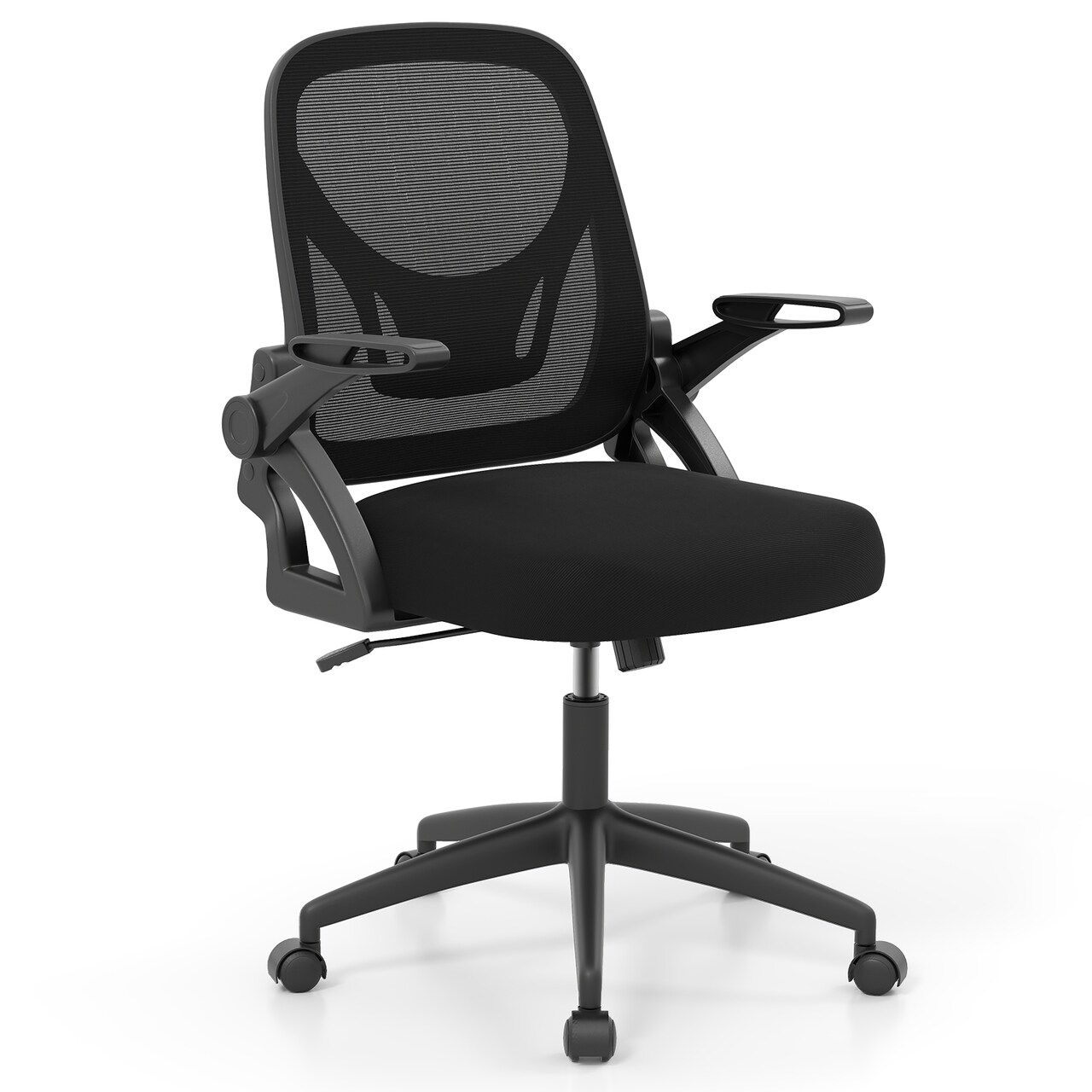 Black Mesh Office Chair with PP, Metal Frame, Sponge Seat and Flip Arms